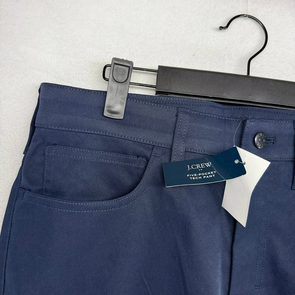 J.Crew Tech Pant Mens 31x32 Navy Blue Slim Five-Pocket Performance Chino NEW